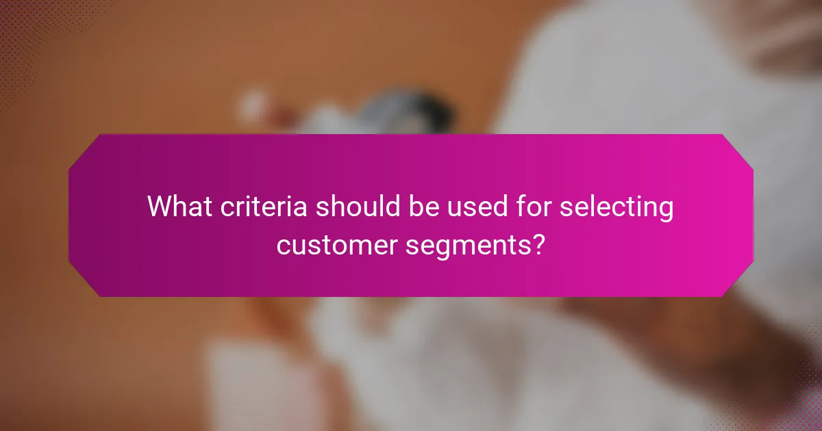What criteria should be used for selecting customer segments?